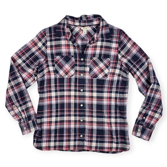 L.L. Bean Tops - L.L Bean Pink and Purple Plaid Button Down Flannel Top Women's‎ Size Small